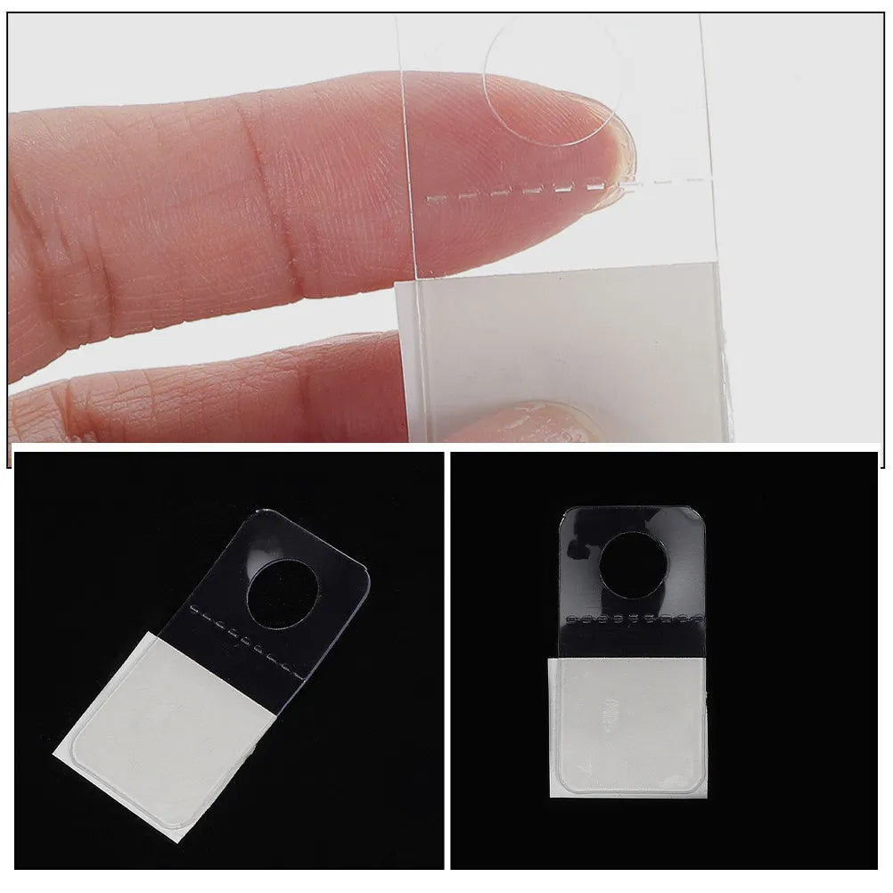 Self Adhesive Hanging Tabs Clear PVC Sticky Hooks Retail Display Tags Zpaxo