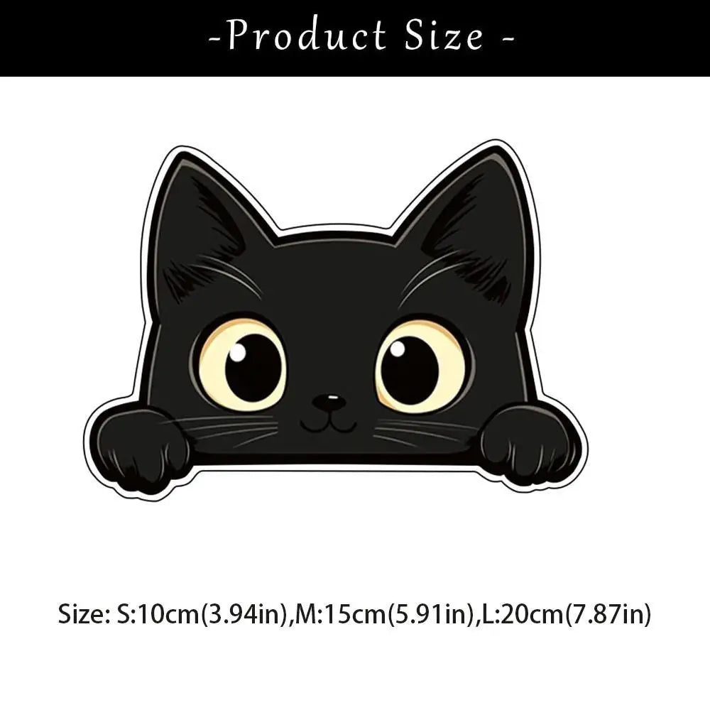 Cartoon Black Car Window Decals Peek-a-boo PVC Funny Kitty Waterproof Zpaxo