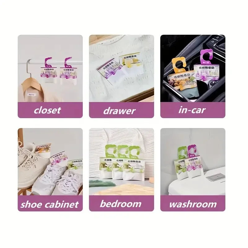 1pc Wardrobe Sachet - Eliminate Scent, Mildew, Repellent & Long-lasting Fresh - Car Air Freshener, Delicate Floral, Refreshing Scent, Perfect for Bedroom Closet and Wardrobe Zpaxo