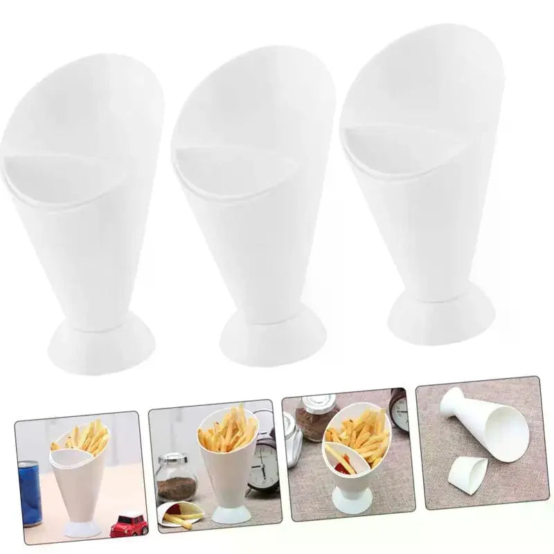 Fries Shelf Holder Assorted Sauce Chips Dip Snack Cone Stand Plastic Dip Cup Two Cup-mouth Tableware Tray Container Kitchen Tool Zpaxo Default Title