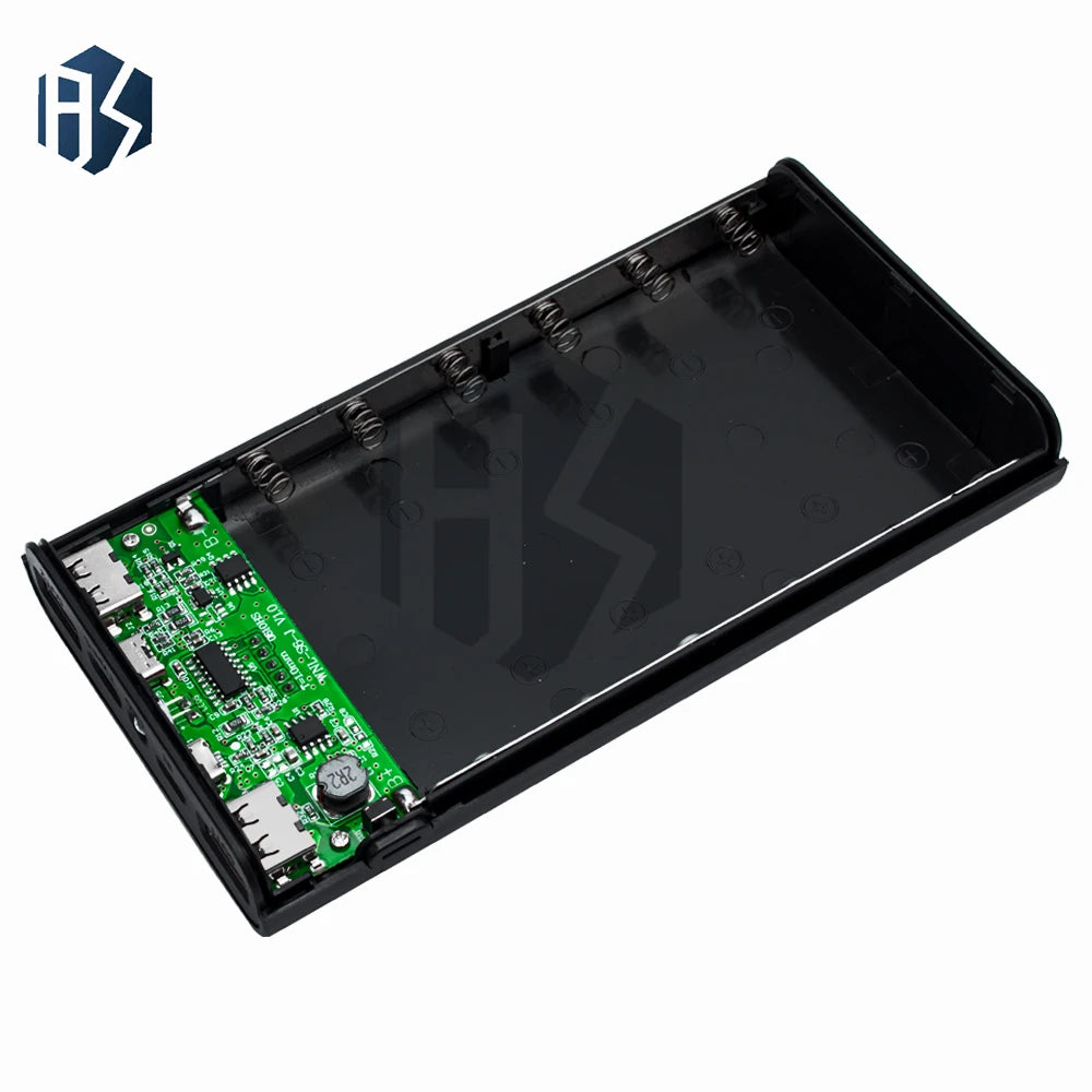 6-Slot 18650 Battery Storage Box, Type-C Micro USB 5V DIY Power Bank Charging Holder Case Zpaxo