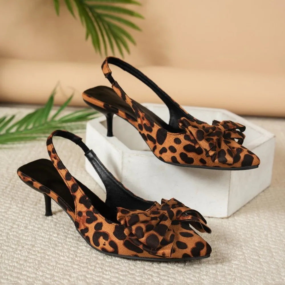 2026 Summer Leopard Print Comfortable Slim Heel Sandals Fashionable