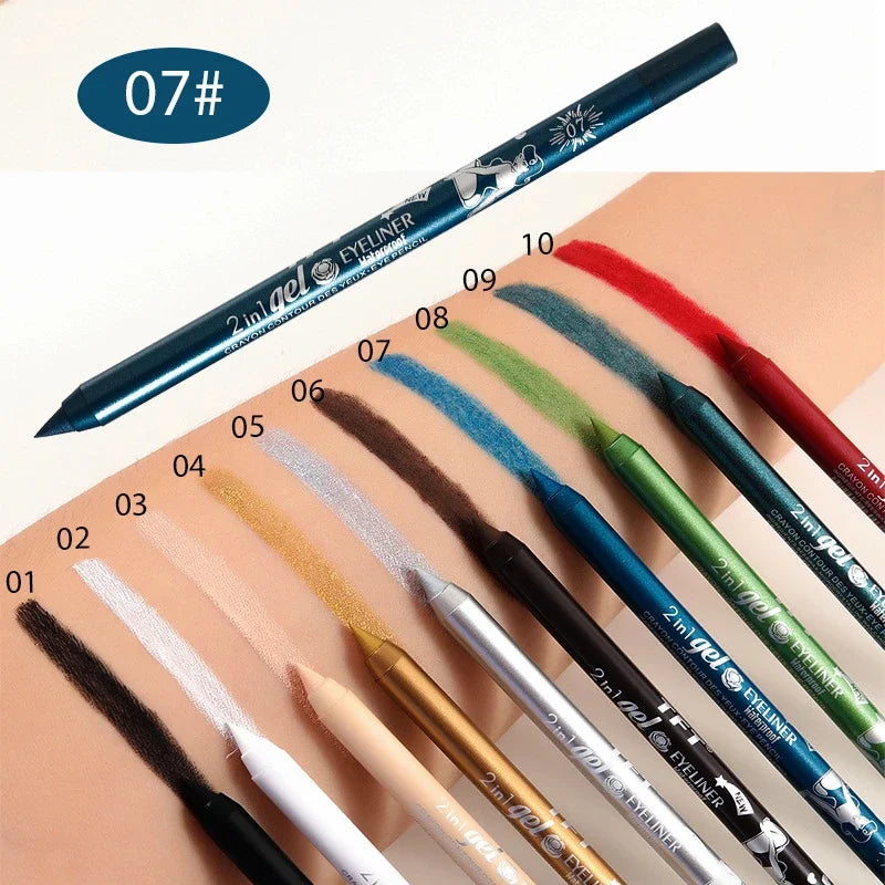 Waterproof Eyeliner Gel Pencil Pigment Brown Black White Glitter