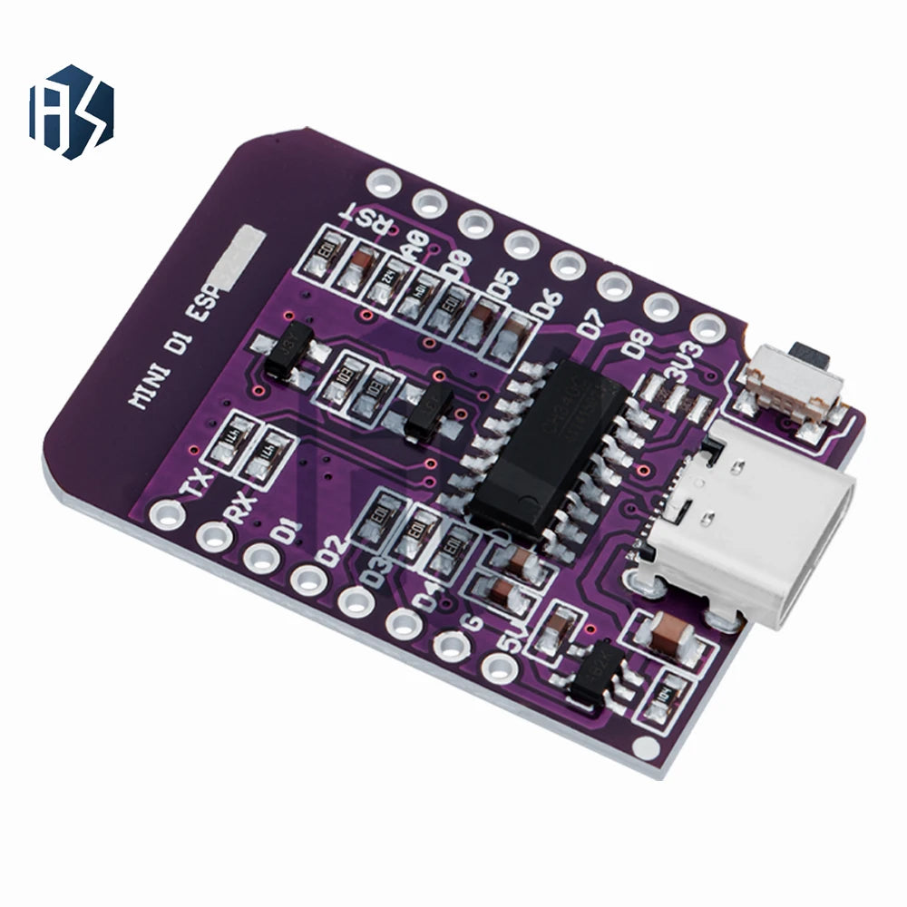 ESP8266 D1 Mini Type-C Development Board - ESP-07/07S CH340G USB, NodeMCU Lua IoT, 3.3V with Pins for WiFi Projects Zpaxo