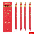 1/4Pcs Year Of The Horse Gel Pen Cute Cartoon Pony 0.5mm Black Ink Pens School Office Stationary Student Prizes New Year Gift Zpaxo A2