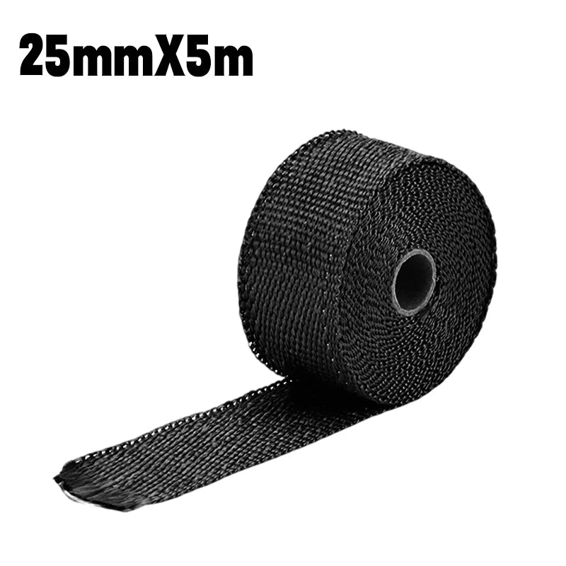 5 M 10 Rolls Fiberglass Insulating Tape Motorcycle Exhaust Pipe Zpaxo 5M Black