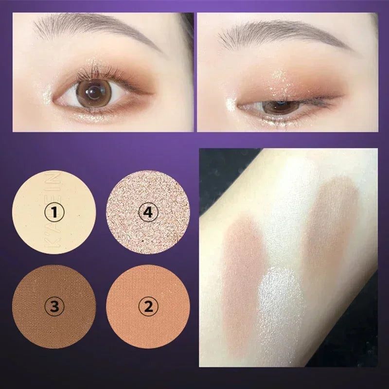 4-Color Glitter Blue Eyeshadow Palette Matte Pearl Shimmer Korean Acrylic Smoky Eye Shadow Palette Long Lasting Makeup Cosmetics Zpaxo