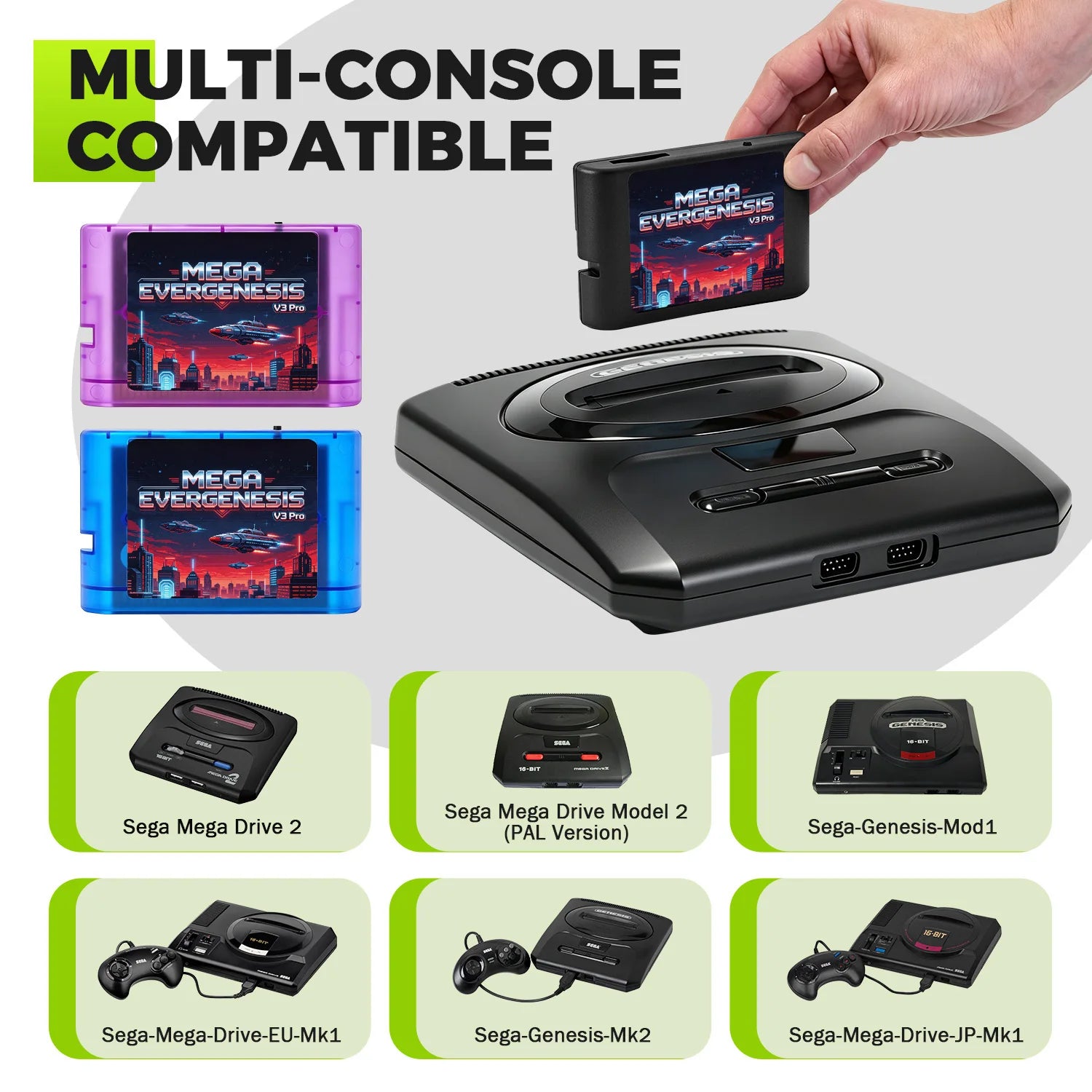 Mega EverDrive V3 Pro 3000 in 1 Flash Cartridge for Sega Genesis / Mega Drive, Retro 16Bit Game Card with Free 4GB TF Card Zpaxo