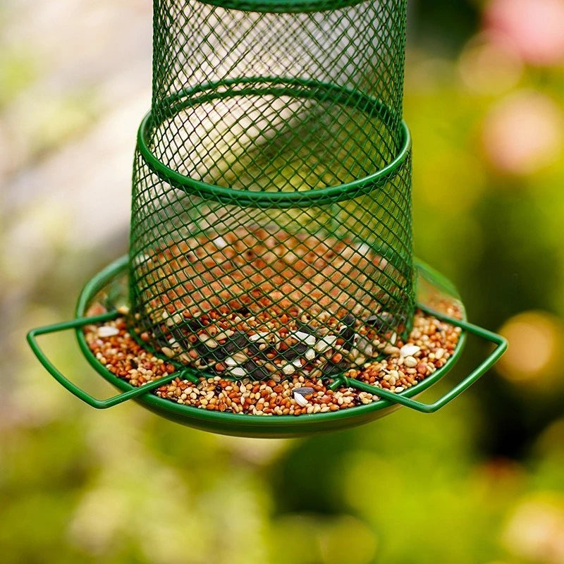 Hot selling iron bird feeders for outdoor gardens balconies green metal suspended retractable bird feeders Zpaxo