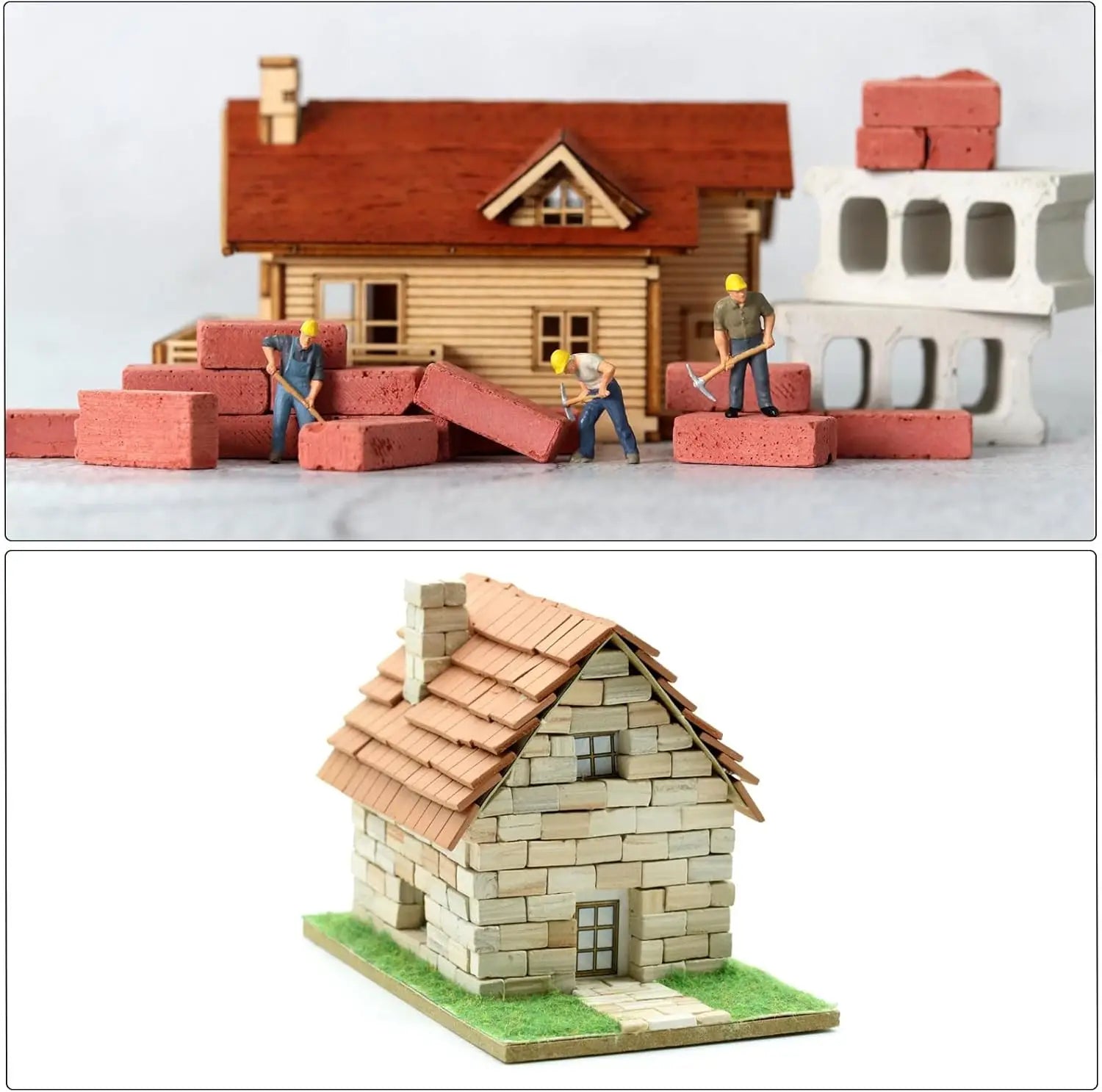 Mini Concrete Bricks DIY Set – Dollhouse & Landscape Models Miniature Building Set Zpaxo
