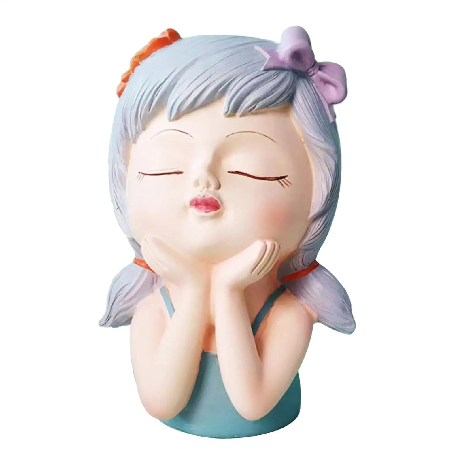 Face Planter Pot – Resin Girl Bust Flower Vase & Decor Statue Decorative Planter Zpaxo Style F