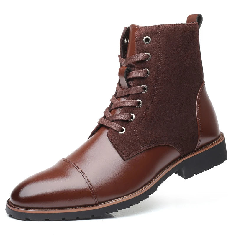Mens Brown Cap Toe Boots Leather Suede Lace Up Ankle Casual Business Zpaxo