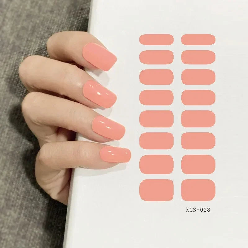 53 Colors Nail Polish Stickers Pure Strips Waterproof Adhesive Full