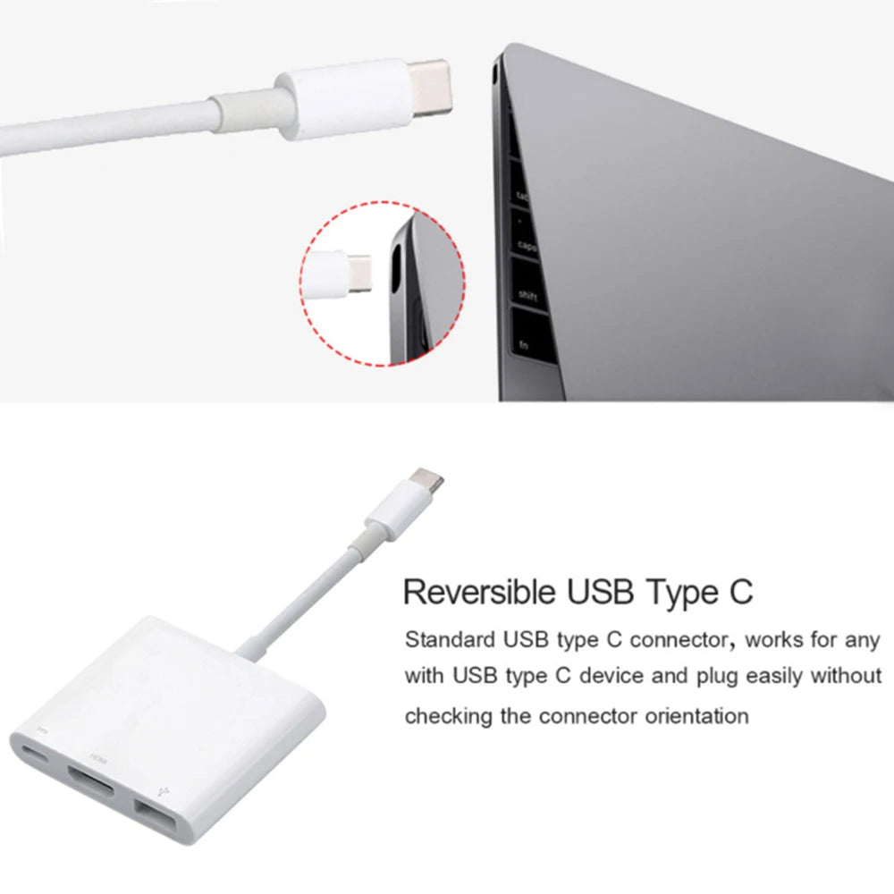 Type C To HDMI-Compatible USB 3.0 Charging Adapter Converter USB-C 3.1 Hub Adapter For Mac Air Pro Huawei Mate10 Samsung S8 Plus Zpaxo