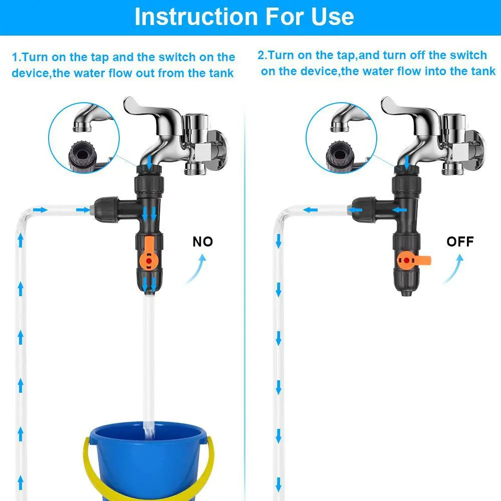 Plastic Aquarium Water Changer 3-Way Faucet Change Fish Tank Cleaning