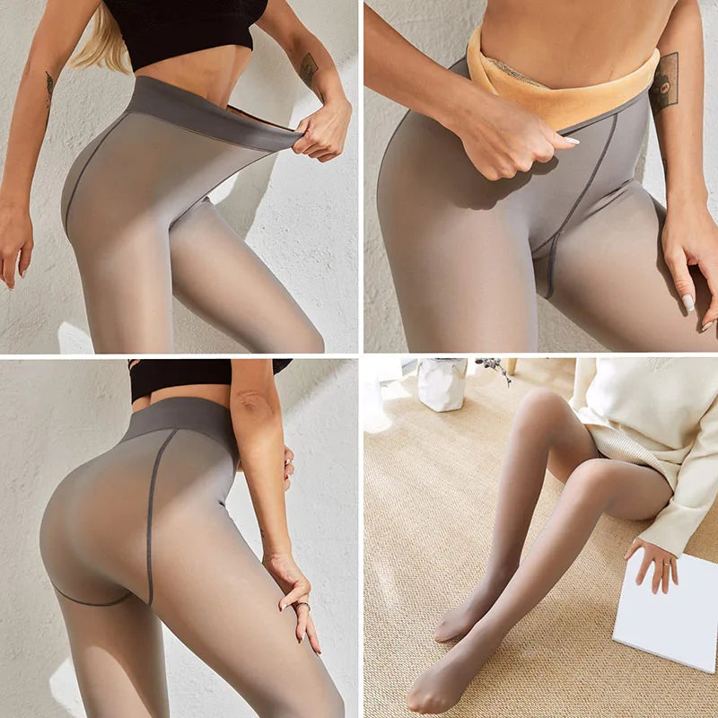 Winter Warm Leggings Sexy Slim Translucent Pantyhose Nylon Tights High Waist Elastic Thick Wool Sock Pants Women Thermal Legging Zpaxo