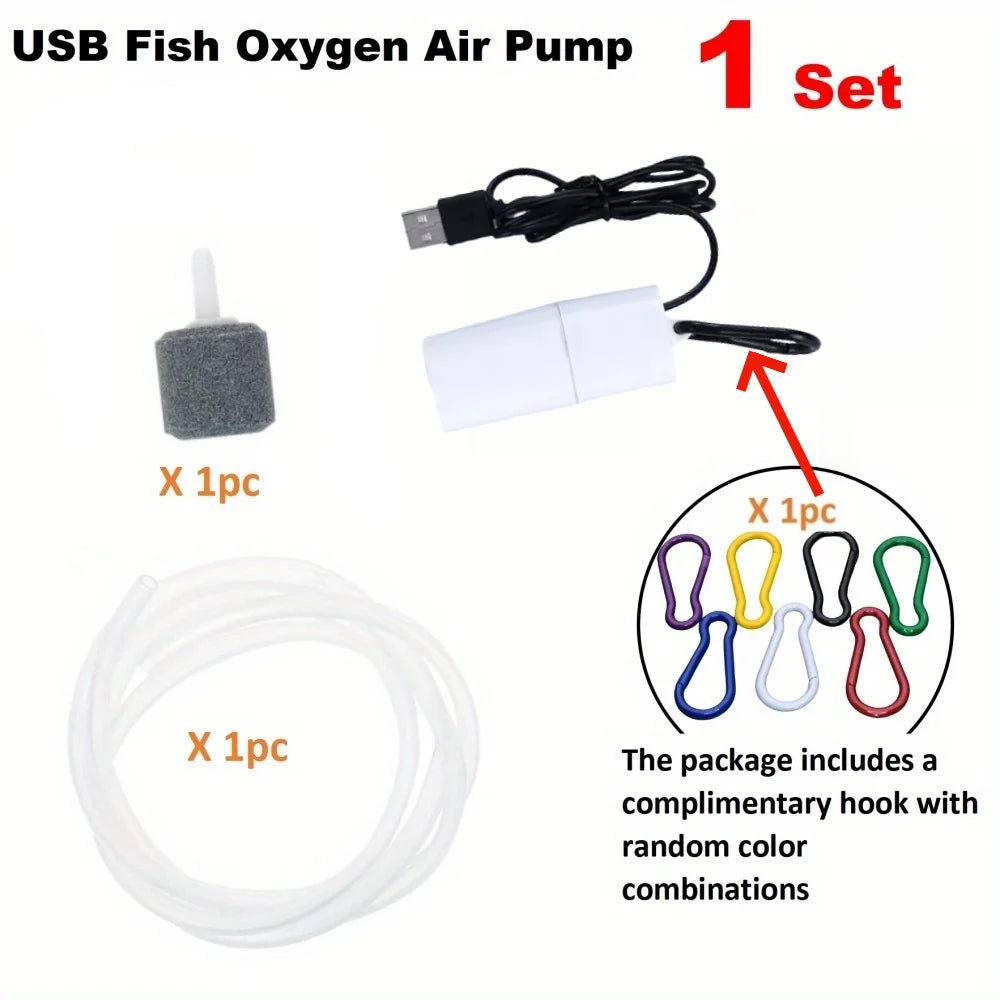 Aquarium Oxygen Air Pump Fish Tank USB Silent Compressor Aerator