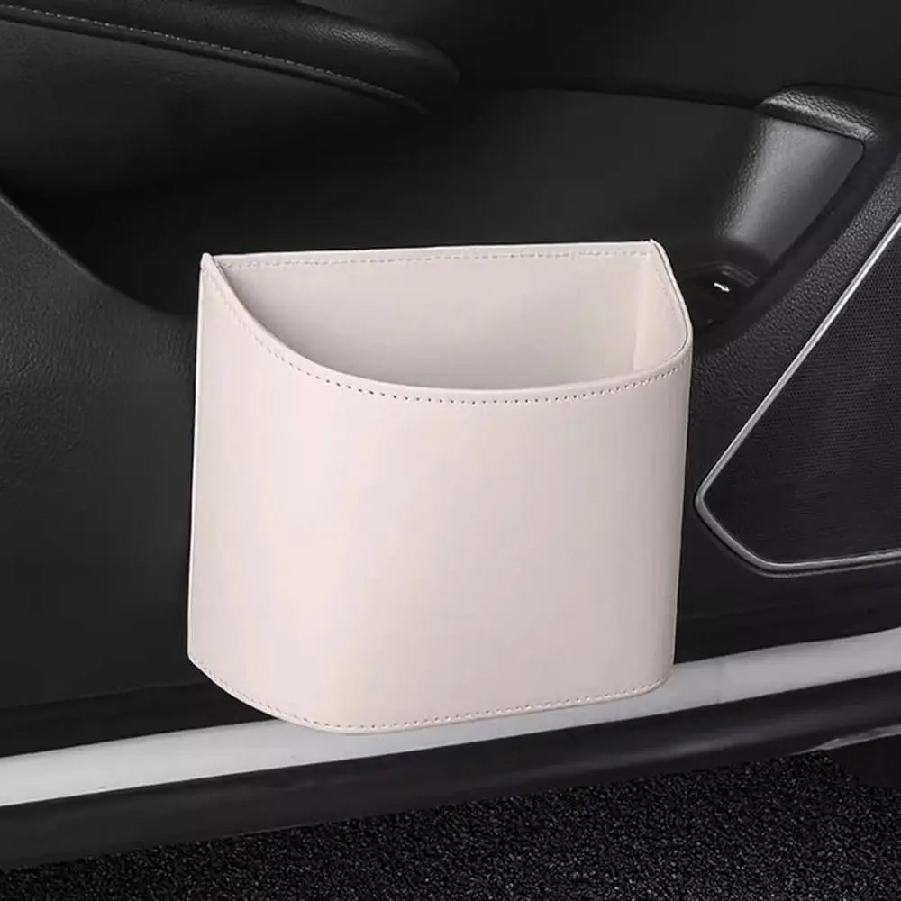Convenient Leather Car Trash Can Waterproof Space Saving Vehicle Zpaxo