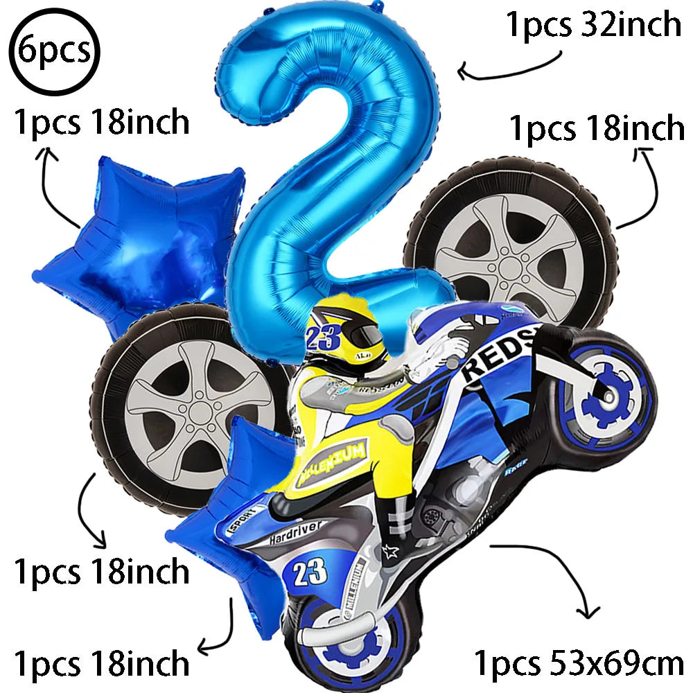 Large Motorcycle Foil Balloons Racing Car Balloon Boy Birthday Party Zpaxo 6pcs set2 Other