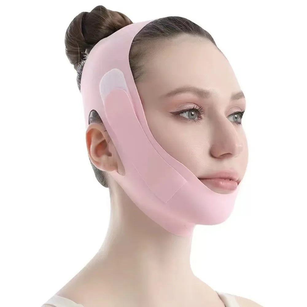 Portable Adjustable Face Lifting Belt Breathable V Shaped Lift Band Zpaxo Pink