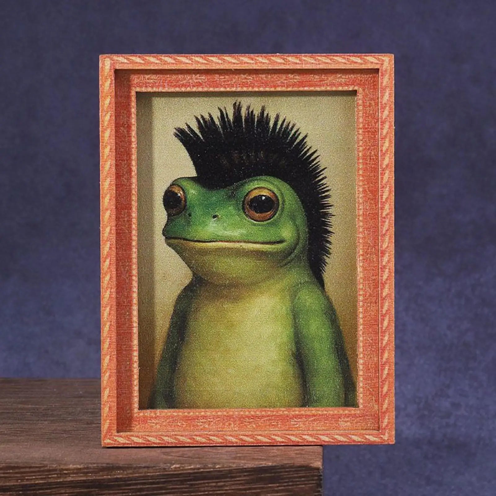Funny Frog Magnet Wooden Small Cute Home Supplies Retro Framed Art