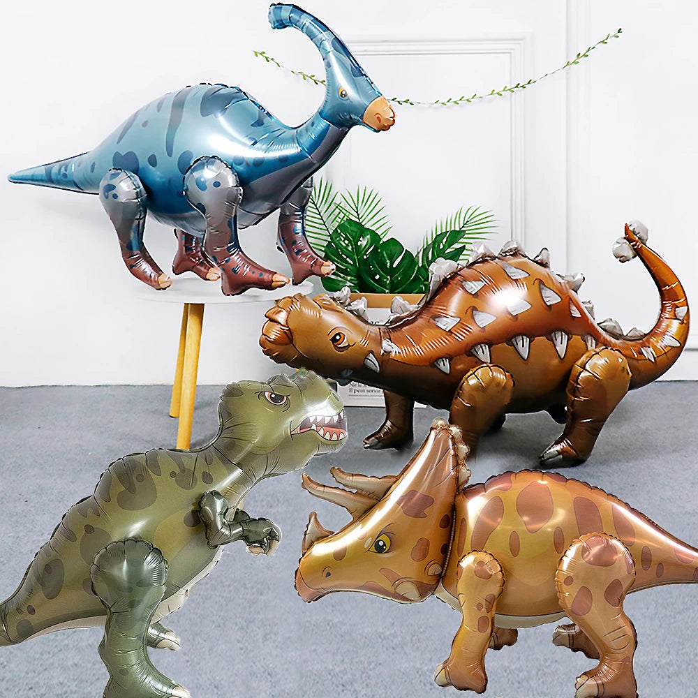 4D Giant Walking Dinosaur Foil Balloons Jungle Animal Childrens