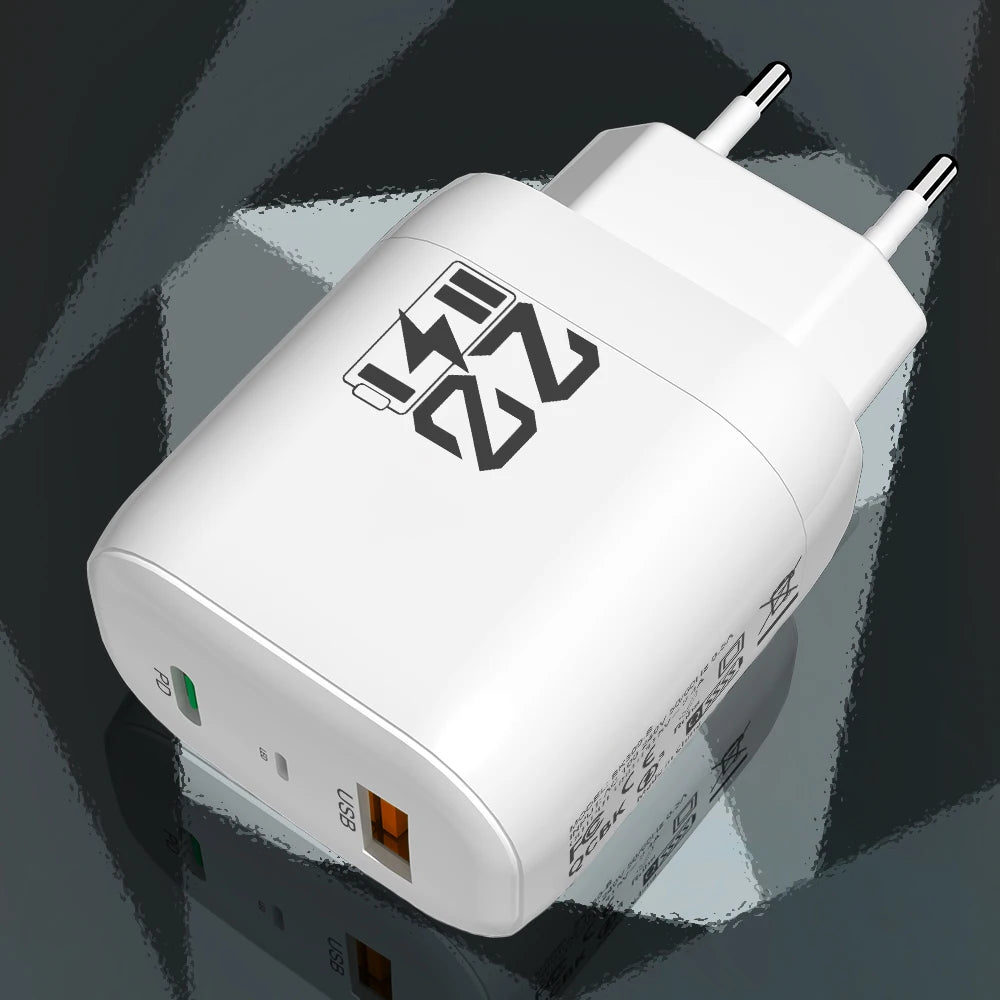 20W USB-C PD Fast Charger Dual Port Wall Adapter EU US Plug USB-C Wall Charger Zpaxo White EU