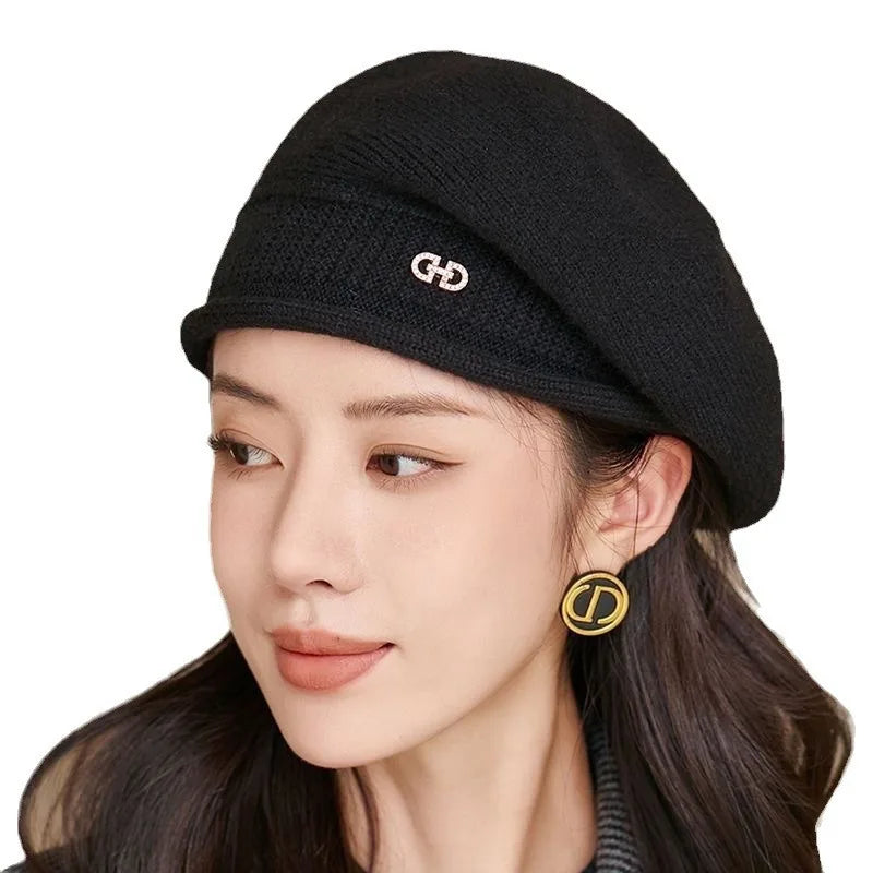 1 Hats Fashionable Versatile Autumn Winter Wool Knitted Middle-aged
