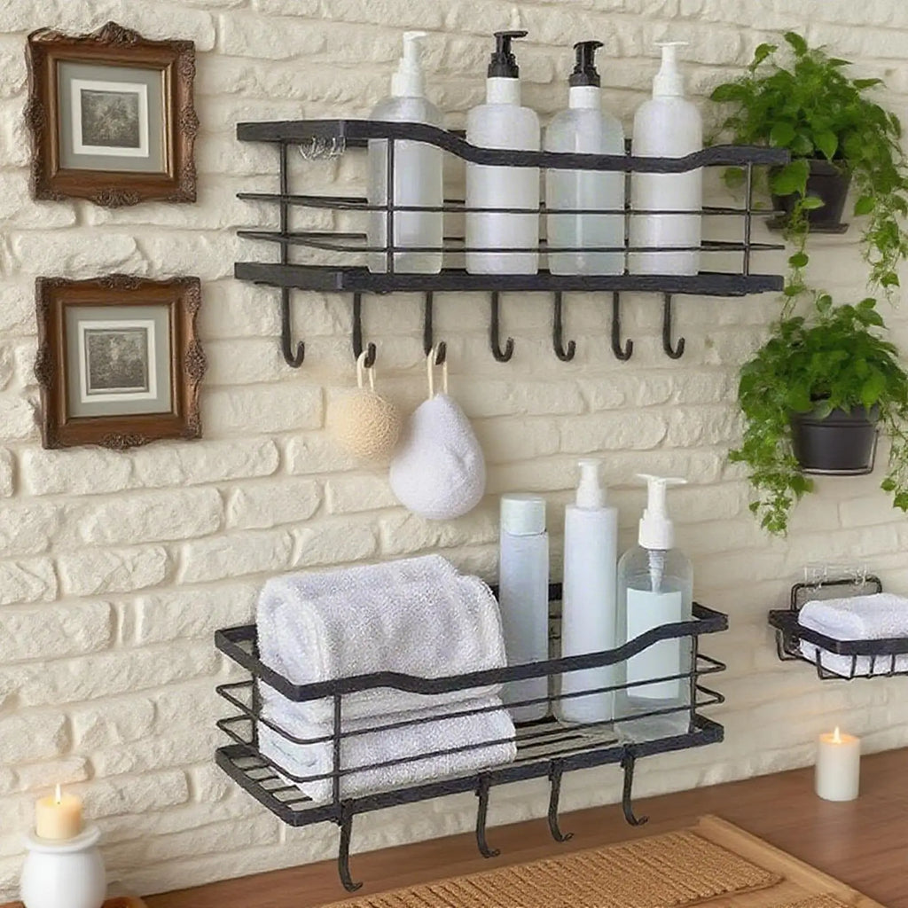 Shower Shelves Storage Shelf Wall Mounted 2 Adhesive Display Rack