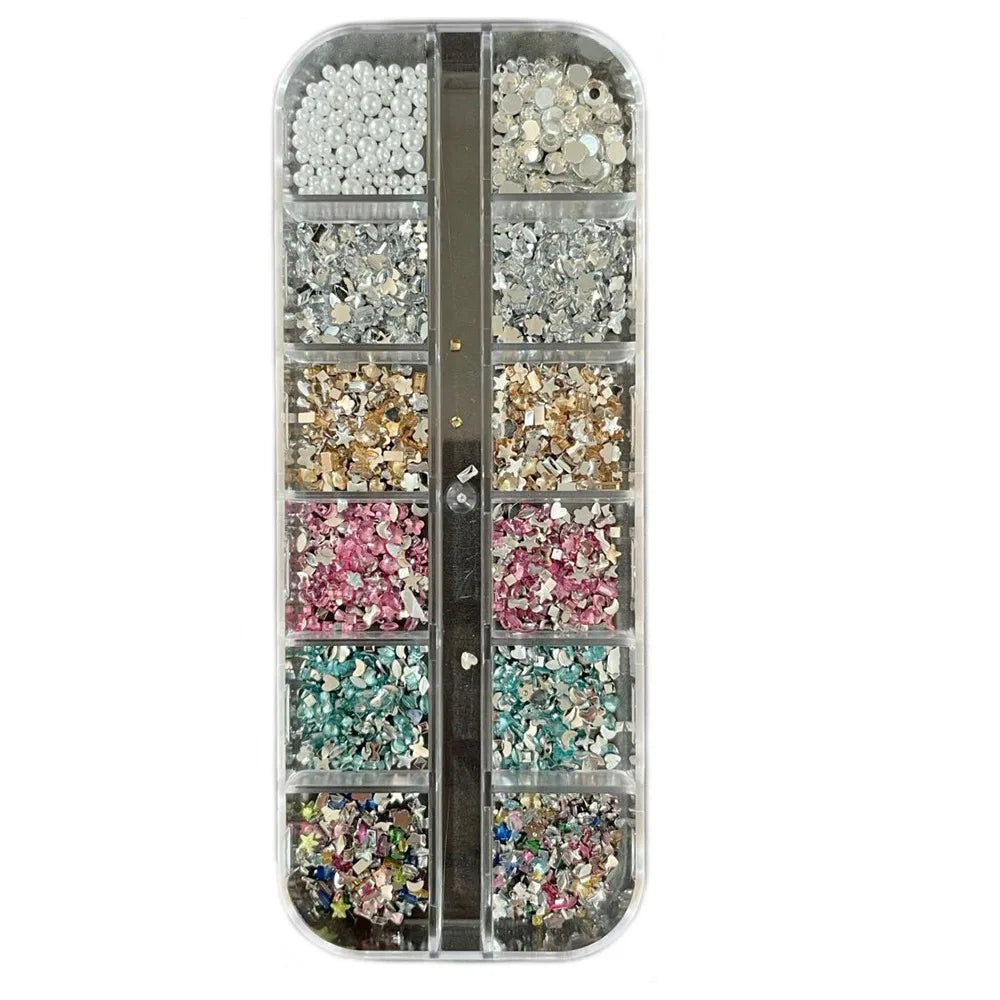 Colorful Nail Rhinestones Star Moon Round Square Mix Styles Nails Art Zpaxo WHITE