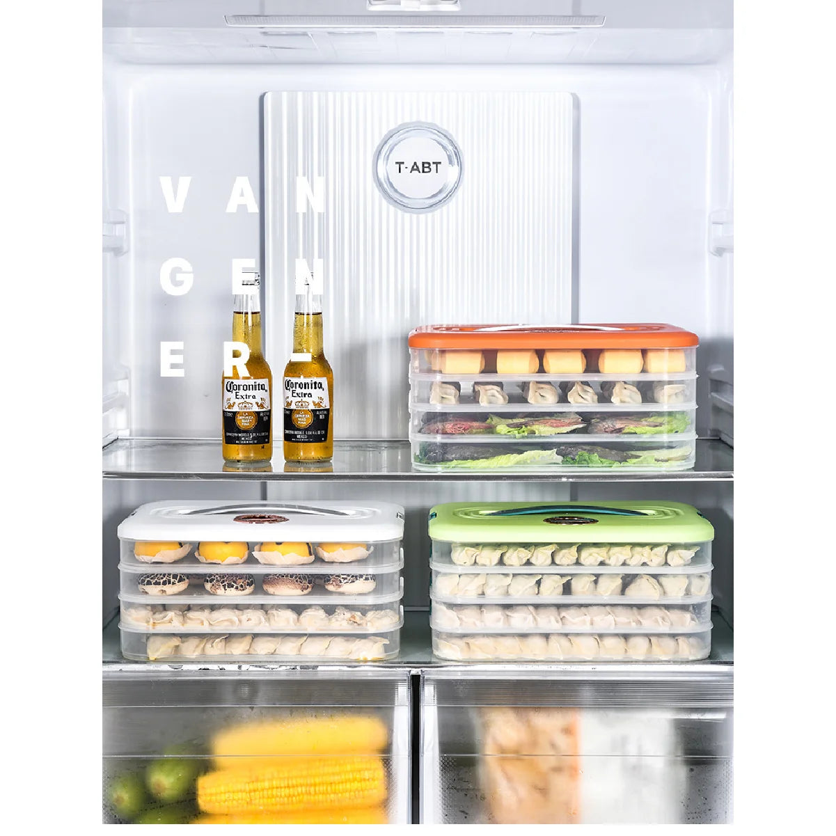 4 Layers Refrigerator Storage Box Dumpling Food Preservation and Quick Freezing Box Transparent Food Storage Container Zpaxo