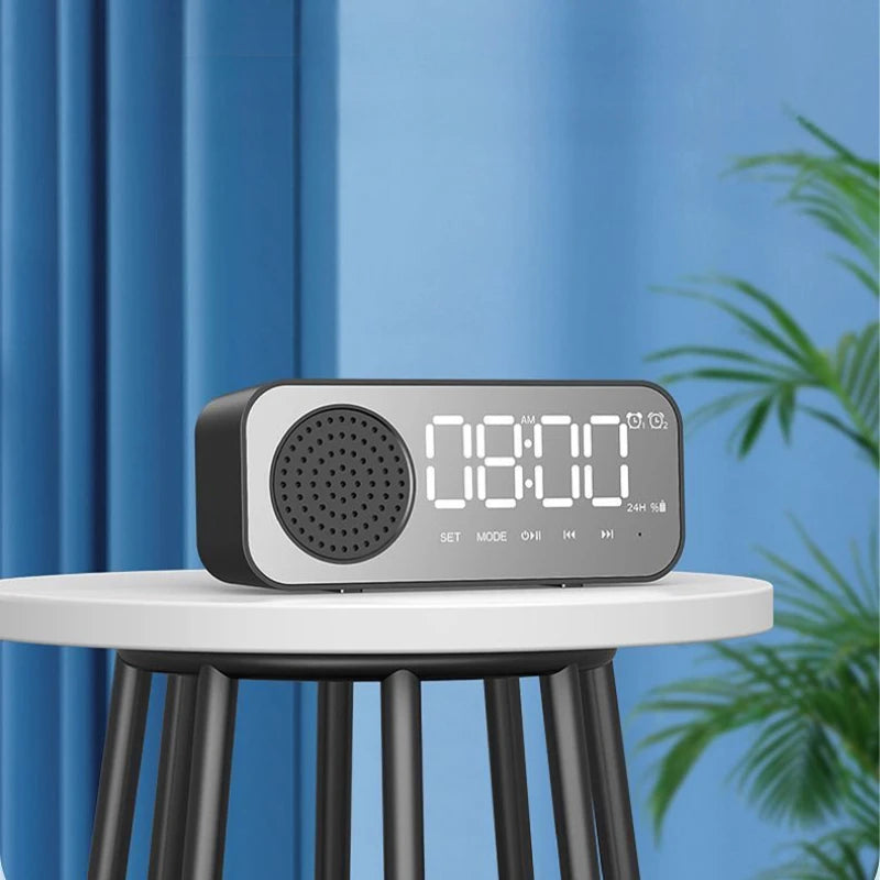 Bluetooth Wireless Audio Office Alarm Clock Mini LED Mirror Digital