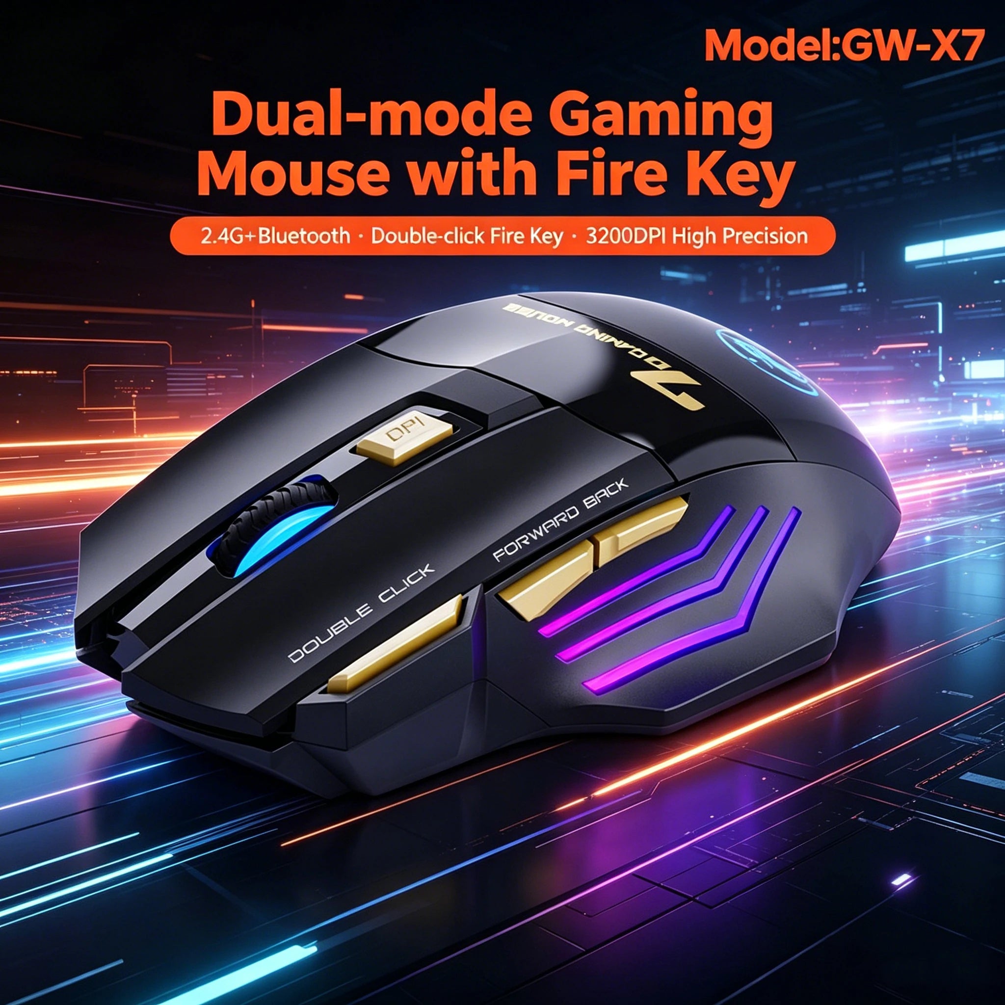 Bluetooth Dual-mode Gaming Mouse 3200DPI Precision One-click Rapid Zpaxo