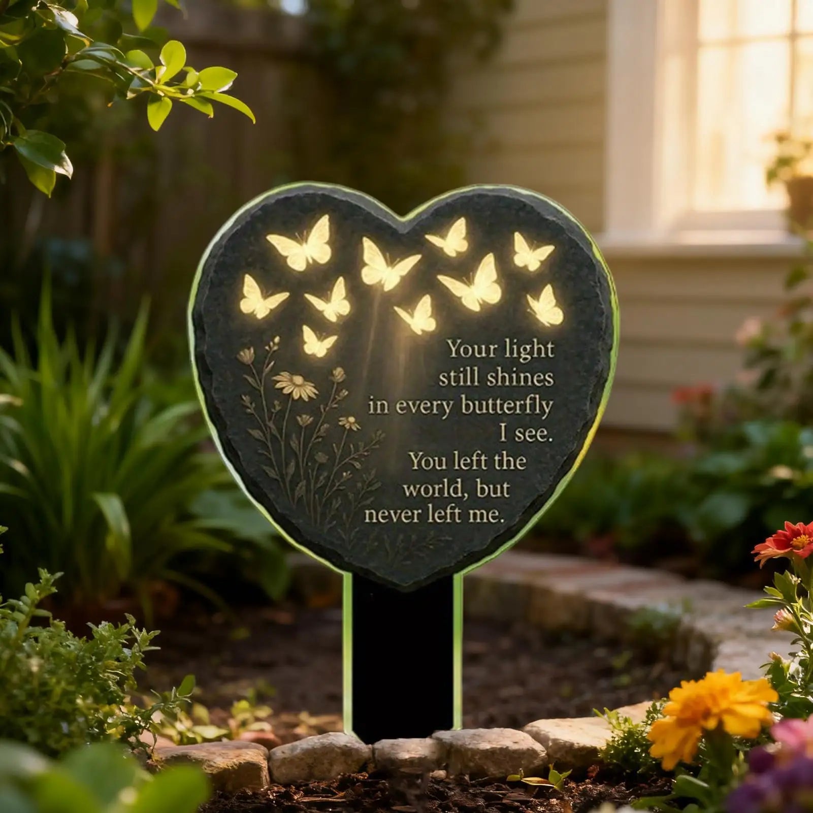Grave Decorations 2D Acrylic Heart Decoration Butterfly Flower Carved