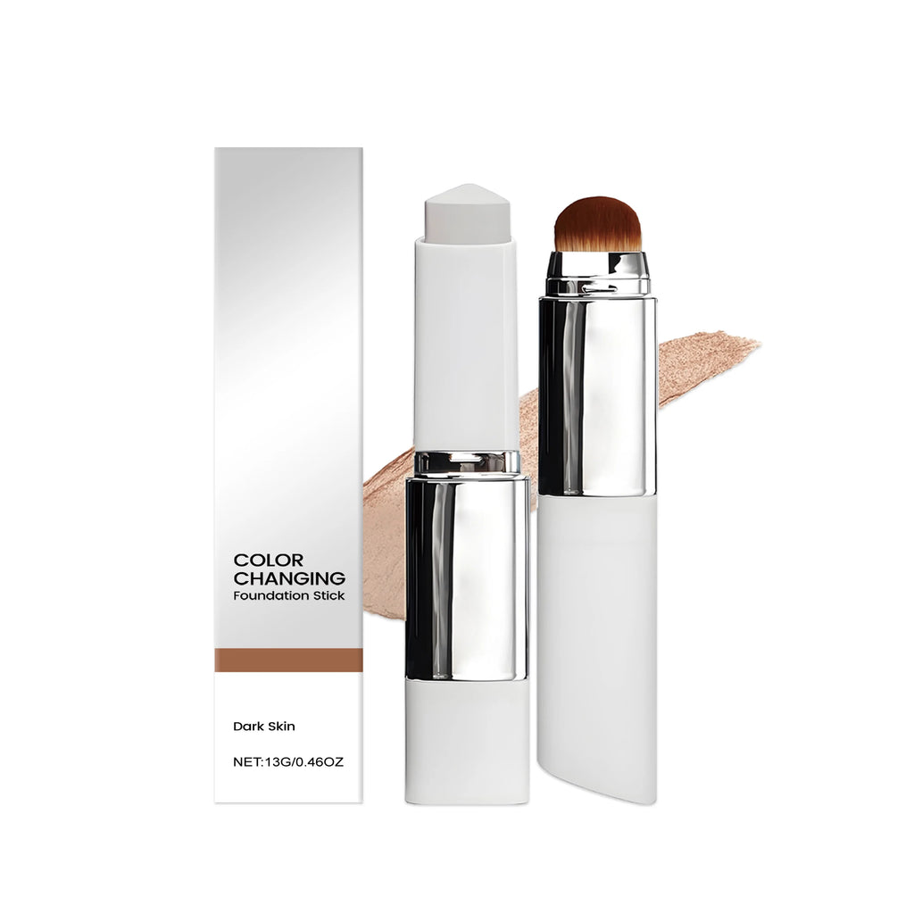 Foundation Make-Up Stick Double Head with Brush Lightweight Brighten Matte Liquid Base Sweat-Resistant Professional Cosmetics Zpaxo Dark Skin