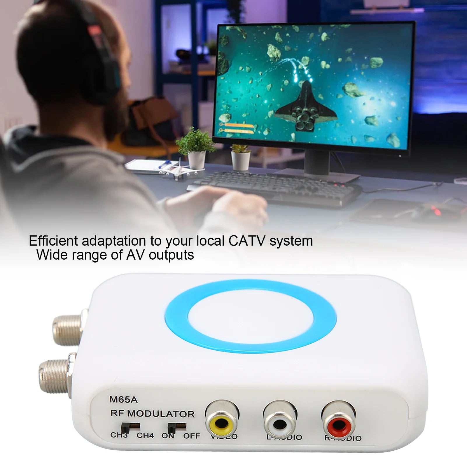 M65ANTSC RF Modulator Support AV Output Professional HD VHF