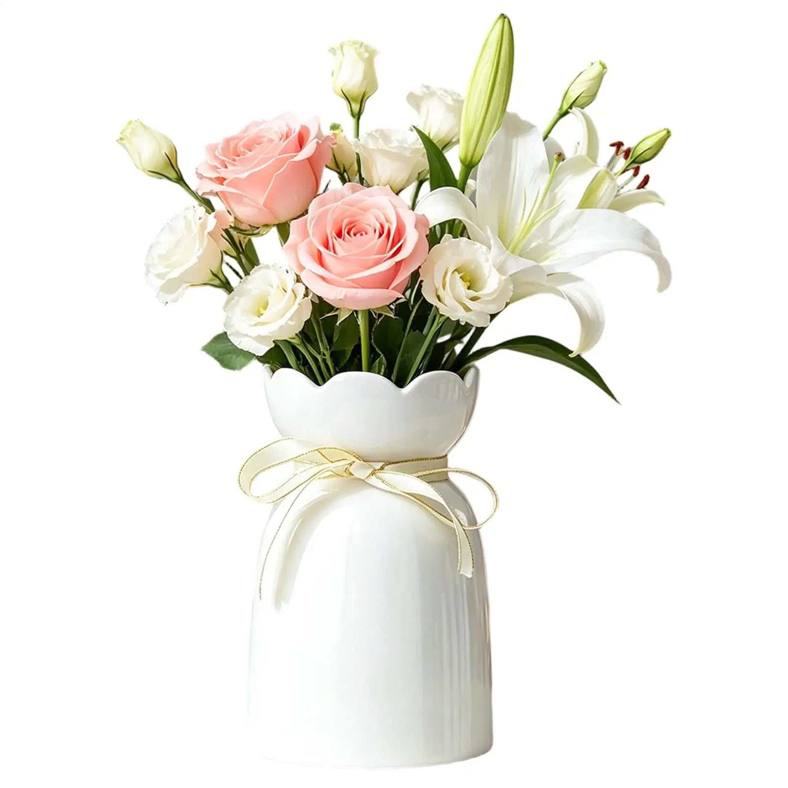 White Vases Centerpieces Ceramic Cute Elegant Aesthetic Decor Bouquet