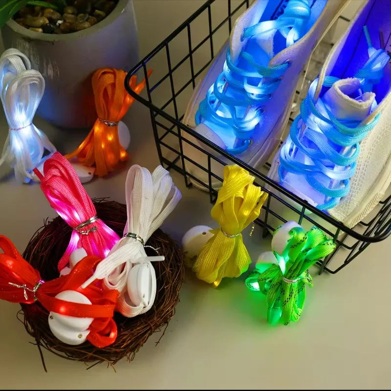1 Pairs Light Up Shoe Laces Nylon LED Shoelaces Flashing 3 Modes Glow