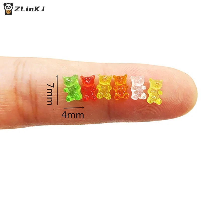 ▶20Pcs Mini Resin Colorful Bear Ornaments DIY Crafts Dollhouse Candy Decoration Zpaxo
