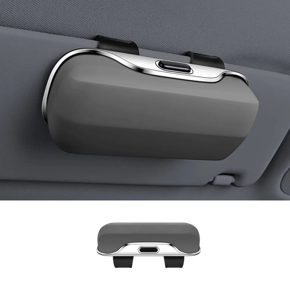 Portable Press Switch Car Glasses Box Stable Shock-proof Sunglasses Zpaxo Grey