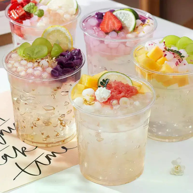 10Pcs 230/350/500/700ml Disposable Salad Cups Clear Plastic Leak-Proof Dessert Cups With Lid With Lid Zpaxo