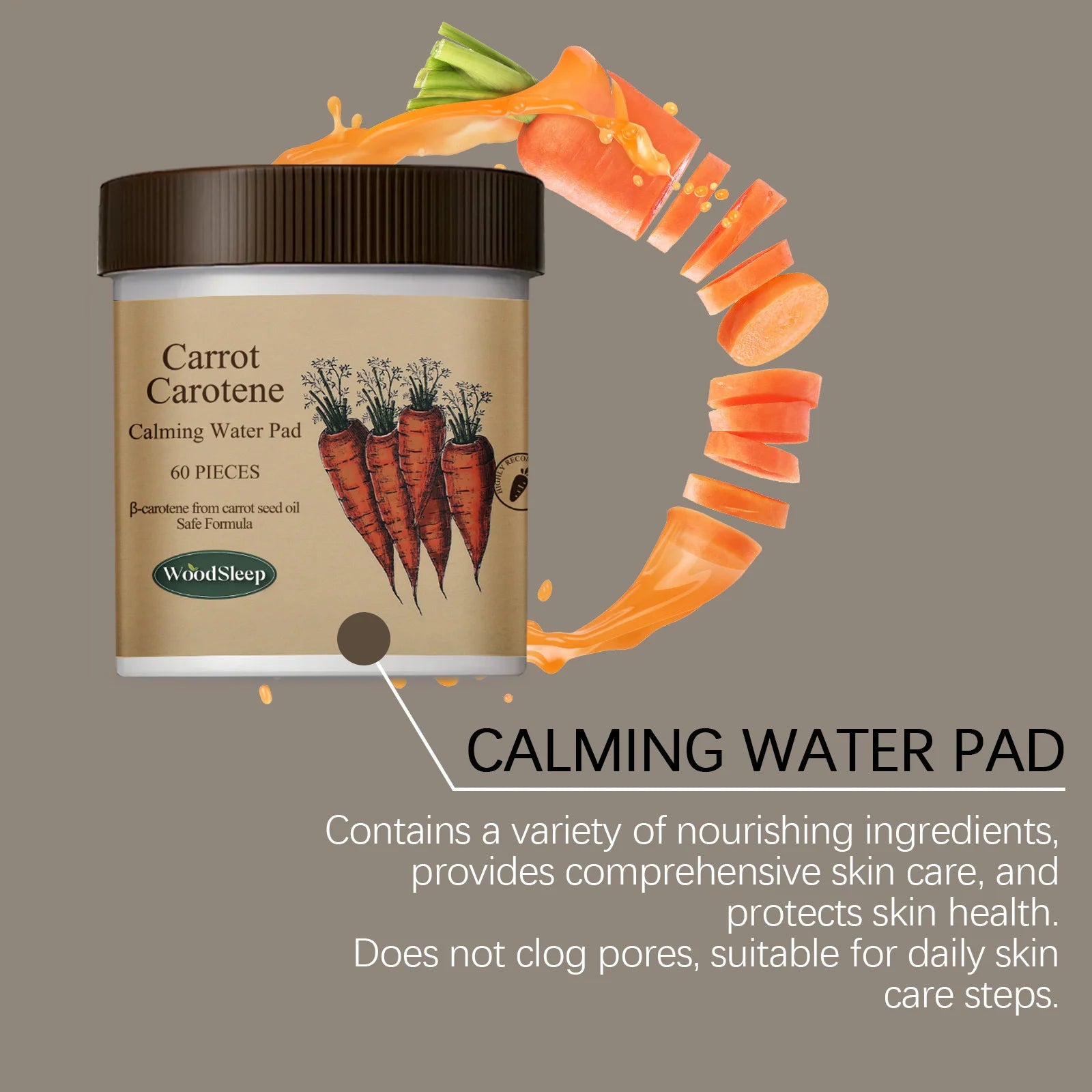 WOODSLEEP Carotenoid Calming Facial Pads – 60 Pads Hydrating Facial Treatment Pads Zpaxo