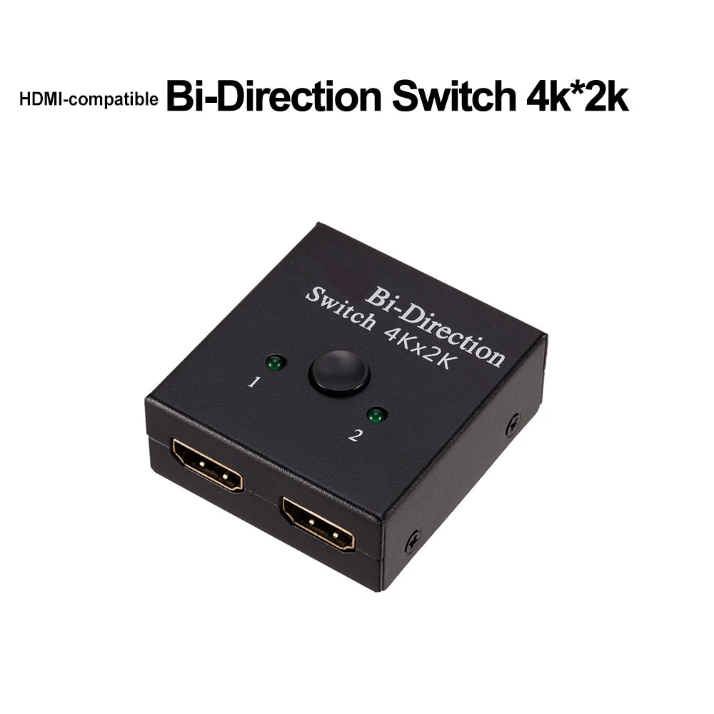 4K HDMI-Compatible Splitter Switch 2 Ports Bi-Direction 1X2 2X1 Split 1 in 2 Out Amplifier 1080P 4Kx2K HDMI-Compatible Switcher Zpaxo