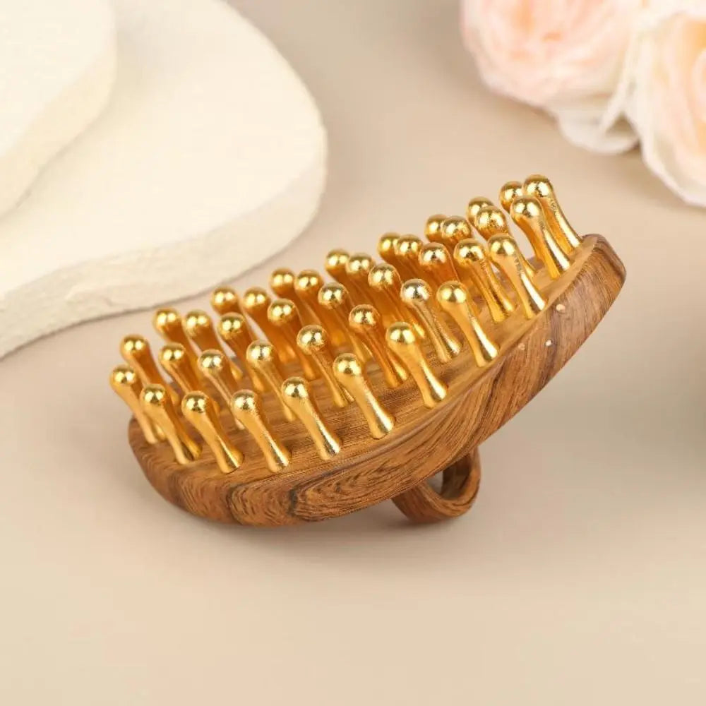 39-Tooth Solid Brass Body Massage Brush Gold Bead Roller Pressure Zpaxo