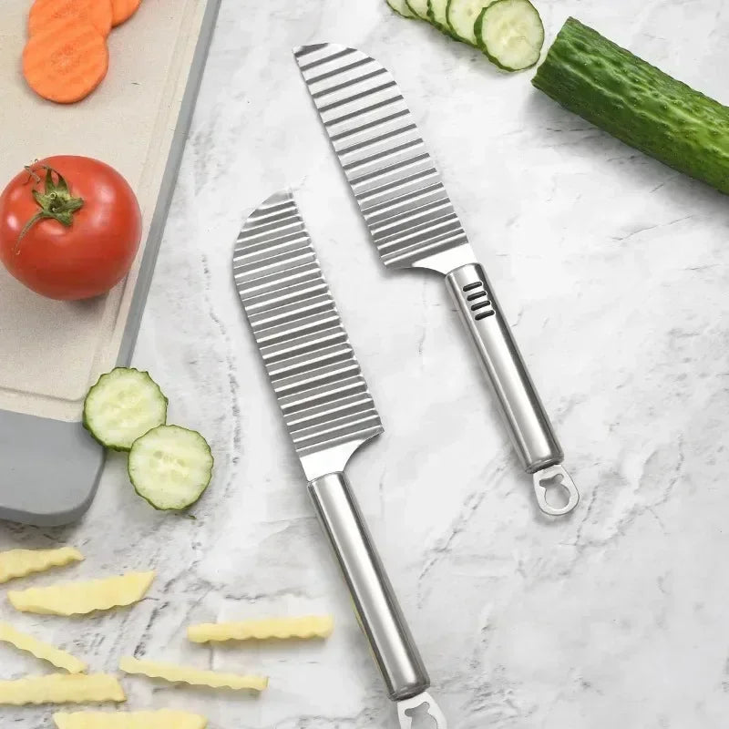 2026 New Potato Chip Slicer Dough Vegetable Fruit Crinkle Wavy Slicer Knife Potato Cutter Chopper French Fry Maker Tools Zpaxo