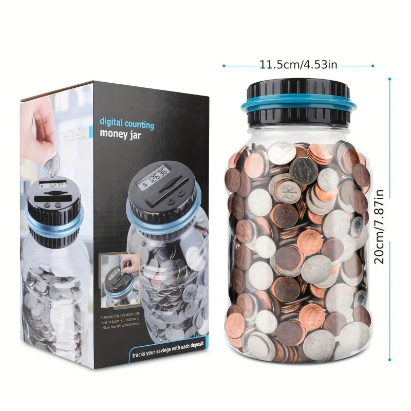 Clear Coin Saver Battery Operated Money Bank Large Bucket Savings Box