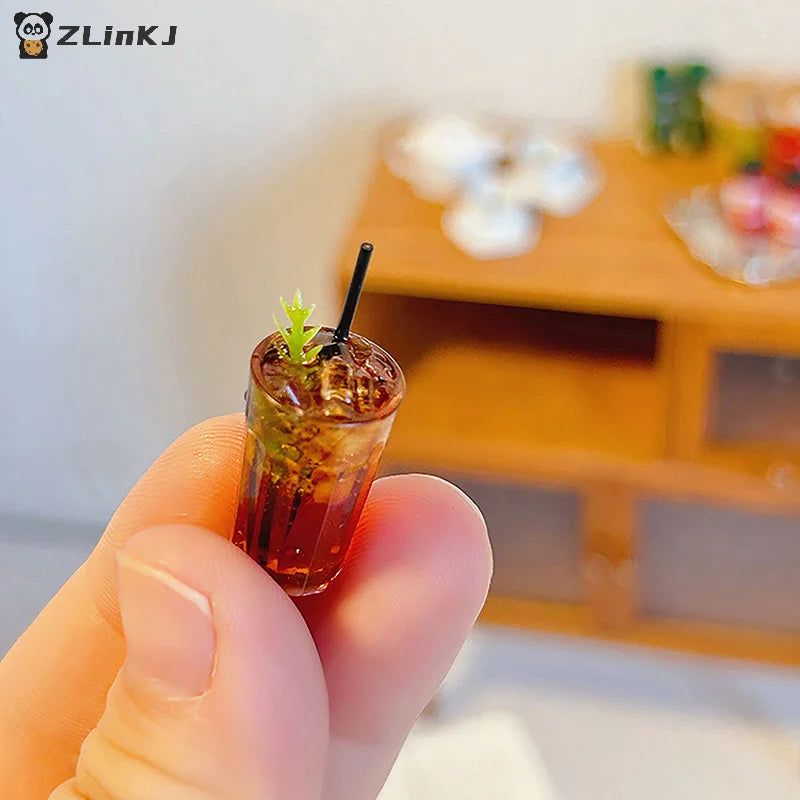 ▶1Pc Miniature Cafe Toy Decoration Model Mini Drink Iced American Latte Play House For Dollhouse Accessories Zpaxo