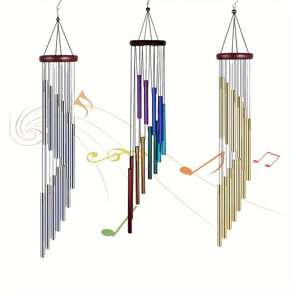 Wind Chime 12 Metal Aluminium Tube Chimes Hooks Outdoor Garden Zpaxo