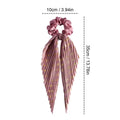 1PC Flower Print Bow Satin Long Ribbon Ponytail Scarf Tie Scrunchies Women Girls Elastic Bands French Headdres Hair Accessories Zpaxo Red