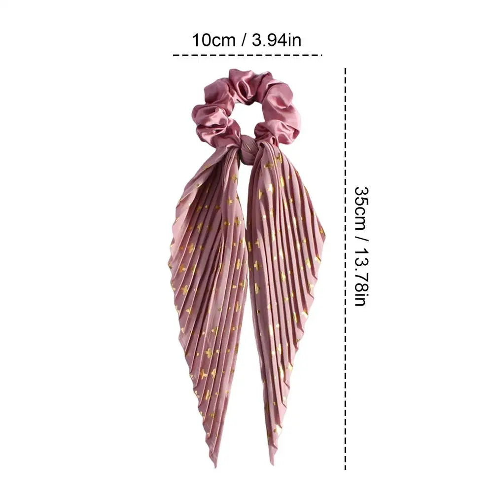 1PC Flower Print Bow Satin Long Ribbon Ponytail Scarf Tie Scrunchies Women Girls Elastic Bands French Headdres Hair Accessories Zpaxo Red